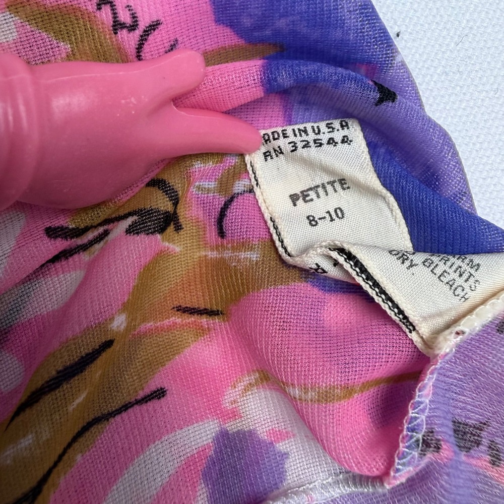 Vintage 60s Vera Formfit Rogers Pink Floral Chemise Sheer Nightgown Small Loose - Picture 5 of 13